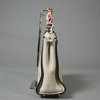 FENDI フェンディ / 美品 selleriaセレリア ピーカブー ミディアム  / カーフレザー / スカーフ付き / クリーム x グレー x ピンク x ゴールド（金具）