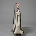 FENDI フェンディ / selleriaセレリア ピーカブー ミディアム  / カーフレザー / スカーフ付き / クリーム x グレー x ピンク x ゴールド（金具）