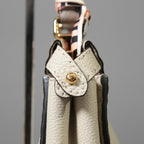 FENDI フェンディ / selleriaセレリア ピーカブー ミディアム  / カーフレザー / スカーフ付き / クリーム x グレー x ピンク x ゴールド（金具）