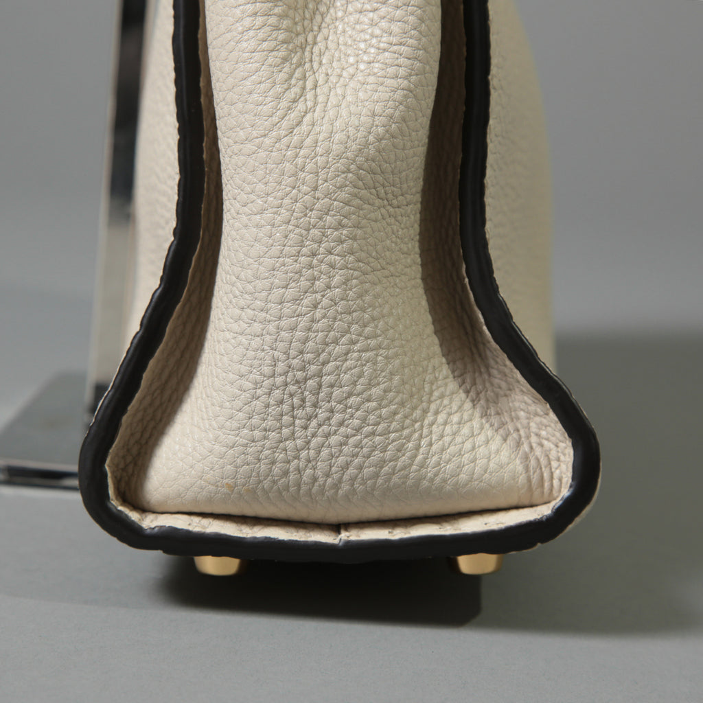 FENDI フェンディ / 美品 selleriaセレリア ピーカブー ミディアム  / カーフレザー / スカーフ付き / クリーム x グレー x ピンク x ゴールド（金具）