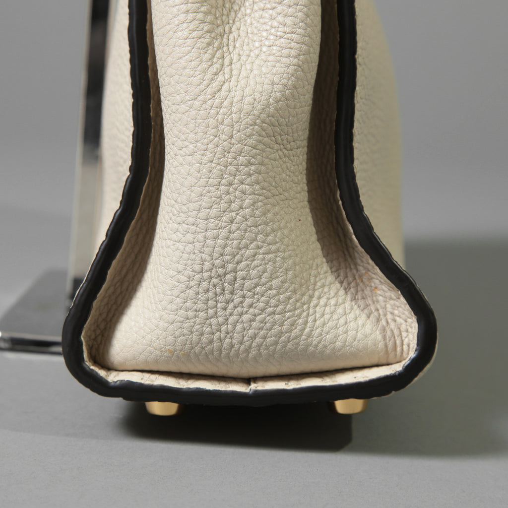 FENDI フェンディ / selleriaセレリア ピーカブー ミディアム  / カーフレザー / スカーフ付き / クリーム x グレー x ピンク x ゴールド（金具）