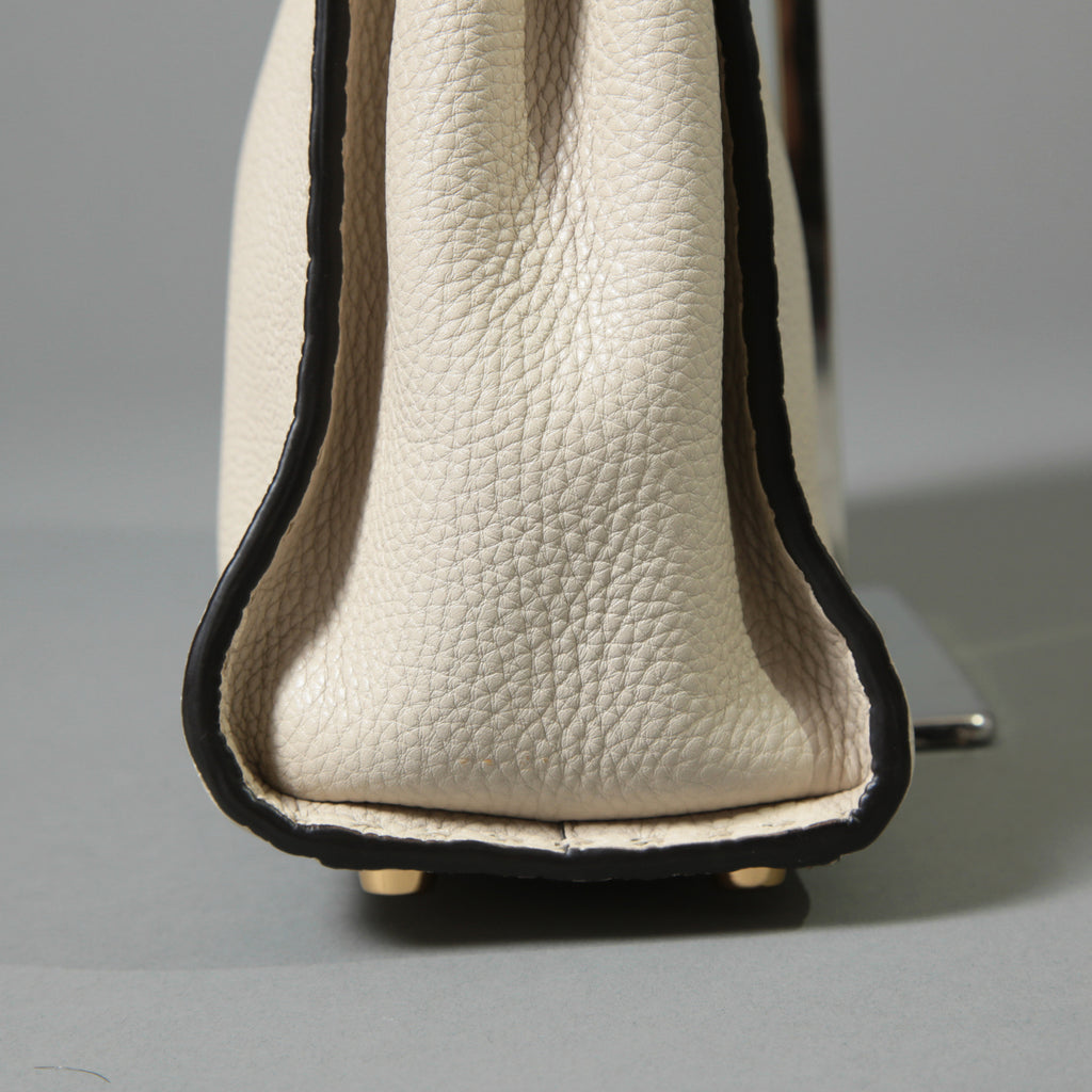 FENDI フェンディ / 美品 selleriaセレリア ピーカブー ミディアム  / カーフレザー / スカーフ付き / クリーム x グレー x ピンク x ゴールド（金具）