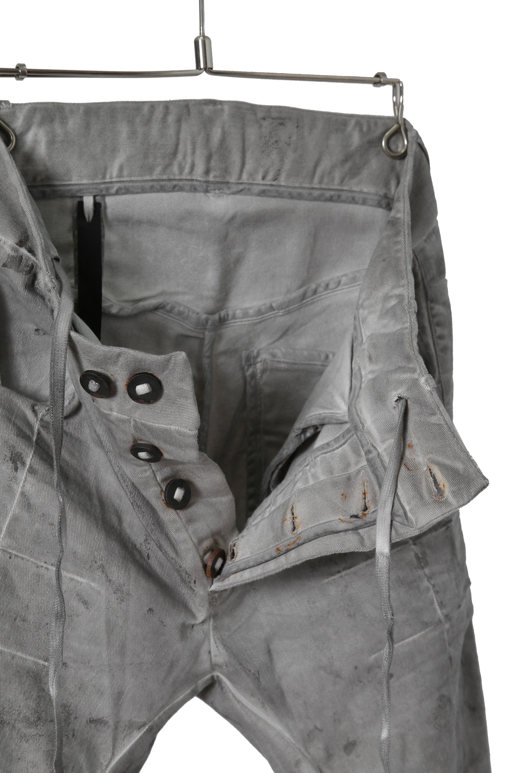 BORIS BIDJAN SABERI ボリス ビジャン サベリ / TIGHT FIT PANTS / ACID DYED & BODY MOLDED "P13.TF-F1603K" (ACID GREY)