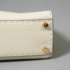 FENDI フェンディ / 美品 selleriaセレリア ピーカブー ミディアム  / カーフレザー / スカーフ付き / クリーム x グレー x ピンク x ゴールド（金具）