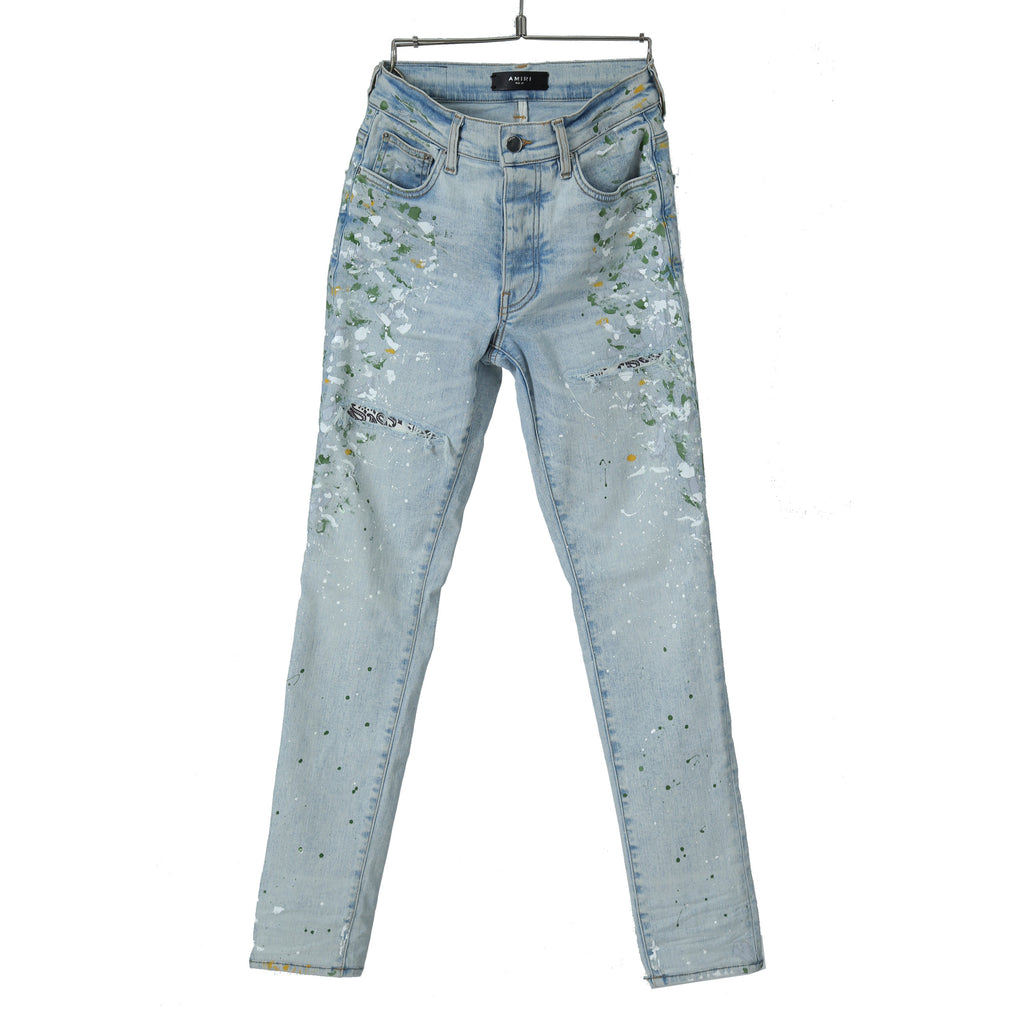美品 Amiri アミリ / Hand Painted Skinny Jeans ハンドペインテッド リペア加工 ストレッチスキニーデニム パンツ / size 29 (S) MX1