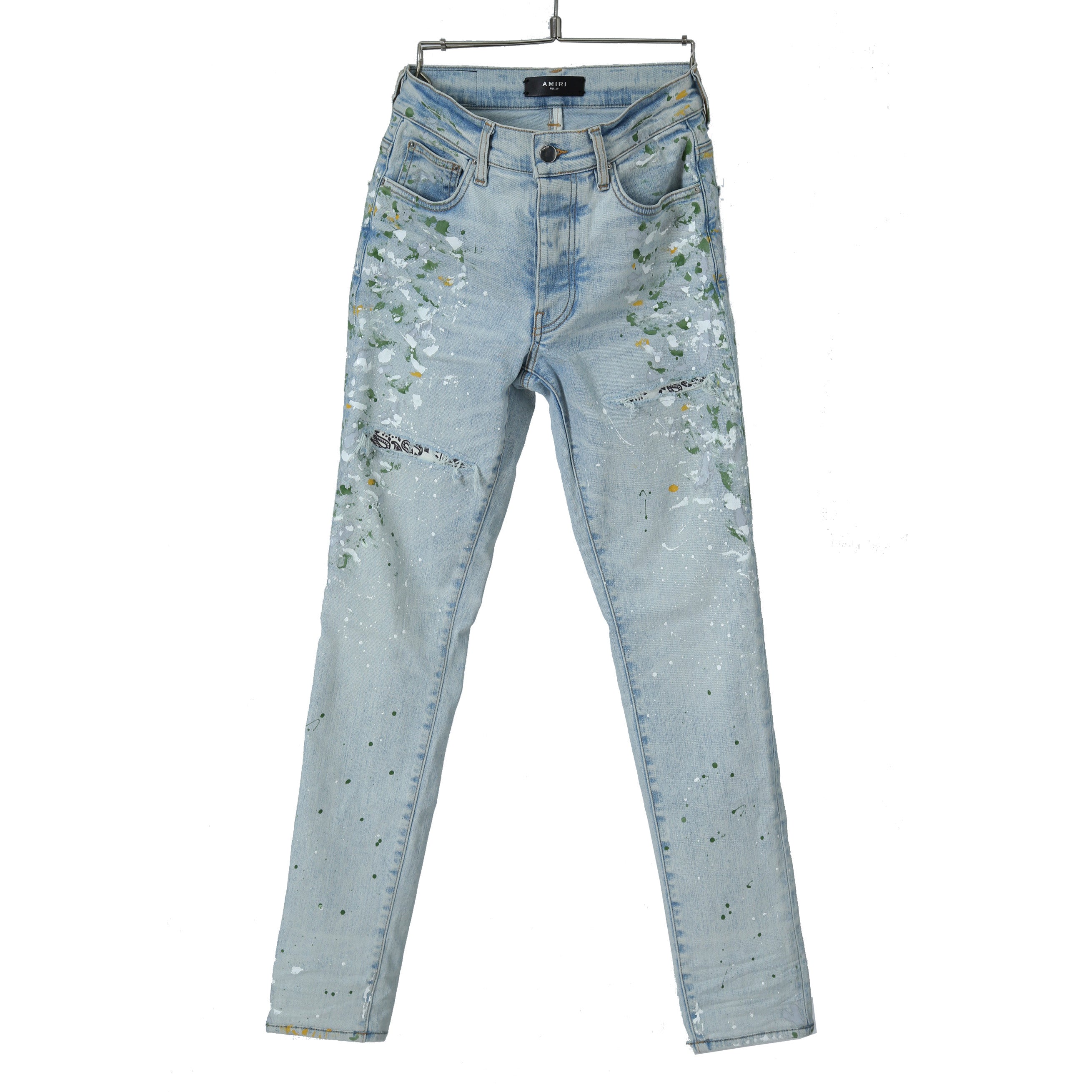美品 Amiri アミリ / Hand Painted Skinny Jeans ハンドペインテッド リペア加工 ストレッチスキニーデニム パンツ / size 29 (S) MX1