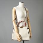 FENDI フェンディ / 美品 selleriaセレリア ピーカブー ミディアム  / カーフレザー / スカーフ付き / クリーム x グレー x ピンク x ゴールド（金具）