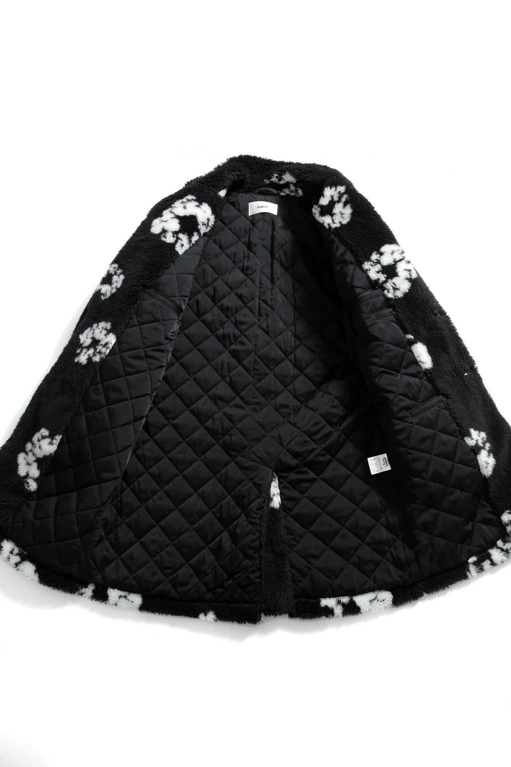 新品 セントマイケル DENIM TEARS x SAINT Mxxxxxx / 24AW COTTON WRTETH Fur Coat / size 2 (Black）ファーコート READYMADE