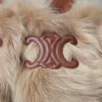 CELINE セリーヌ / 美品 エディ期 CELINE SLIDES TRIOMPHE IN SHEARLING トリオンフ ファー×レザー サボ / 厚底 ミュール / size 36 (ベージュ×ブラウン)レディース