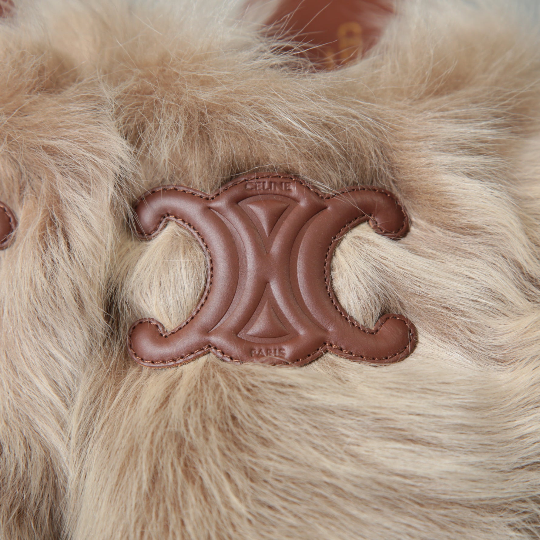 CELINE セリーヌ / 美品 エディ期 CELINE SLIDES TRIOMPHE IN SHEARLING トリオンフ ファー×レザー サボ / 厚底 ミュール / size 36 (ベージュ×ブラウン)レディース