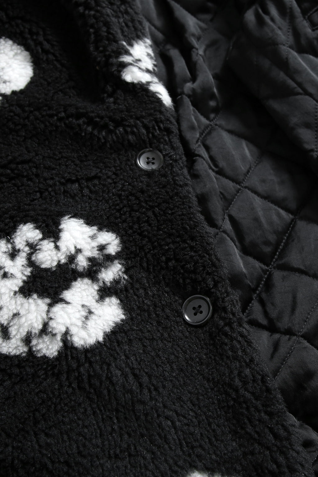新品 セントマイケル DENIM TEARS x SAINT Mxxxxxx / 24AW COTTON WRTETH Fur Coat / size 2 (Black）ファーコート READYMADE