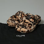 CELINE セリーヌ / 美品 SLIDES TRIOMPHE IN SHEARLING  スライド トリオンフ サンダル / ムートン / size 36 (23cm) レオパード シューズ
