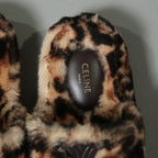 CELINE セリーヌ / 美品 SLIDES TRIOMPHE IN SHEARLING  スライド トリオンフ サンダル / ムートン / size 36 (23cm) レオパード シューズ
