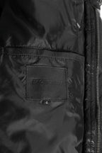 希少 新品 イサムカタヤマ バックラッシュ / HOODED DOWN COAT / KANGAROO + POLISH WHITE GOOSE / size XL (BLACK) レザー ダウン コート