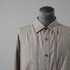 ZIGGY CHEN ジギーチェン / 24AW 美品 Pleated Stripe Shirt / 長袖シャツ/ 0M2430717 / size 44 (GRAY）