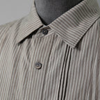 ZIGGY CHEN ジギーチェン / 24AW 美品 Pleated Stripe Shirt / 長袖シャツ/ 0M2430717 / size 44 (GRAY）