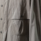 ZIGGY CHEN ジギーチェン / 24AW 美品 Pleated Stripe Shirt / 長袖シャツ/ 0M2430717 / size 44 (GRAY）