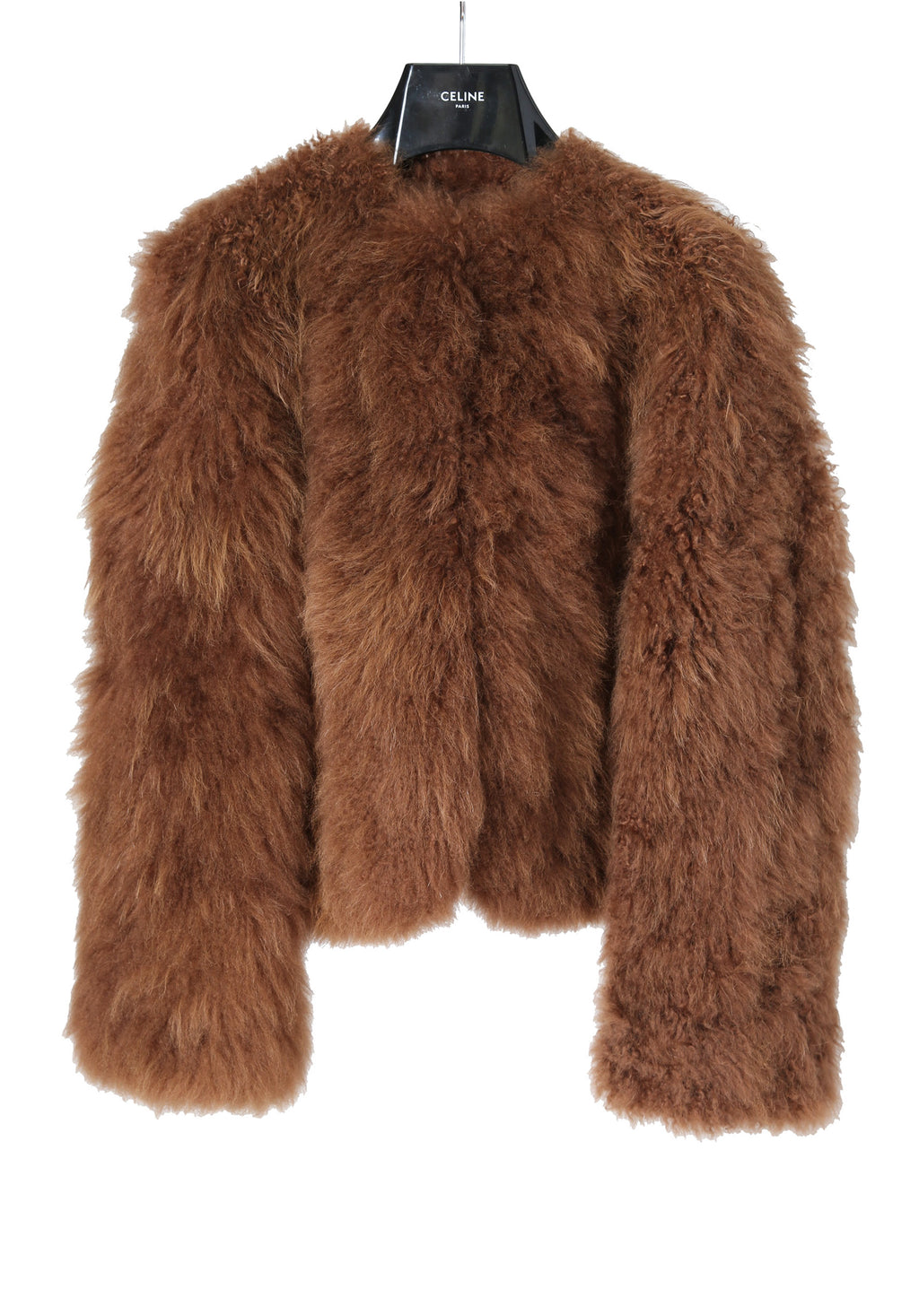 希少 極美品 CELINE セリーヌ / 2020年 秋冬 / 定価94.6万 / エディ 期 / カシミヤ ムートン ボレロ / size 34 (BROWN) ジャケット