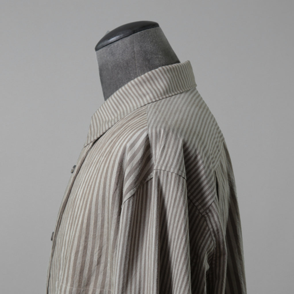 ZIGGY CHEN ジギーチェン / 24AW 美品 Pleated Stripe Shirt / 長袖シャツ/ 0M2430717 / size 44 (GRAY）