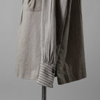 ZIGGY CHEN ジギーチェン / 24AW 美品 Pleated Stripe Shirt / 長袖シャツ/ 0M2430717 / size 44 (GRAY）