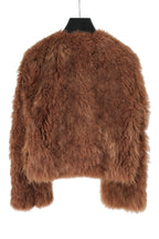 希少 極美品 CELINE セリーヌ / 2020年 秋冬 / 定価94.6万 / エディ 期 / カシミヤ ムートン ボレロ / size 34 (BROWN) ジャケット