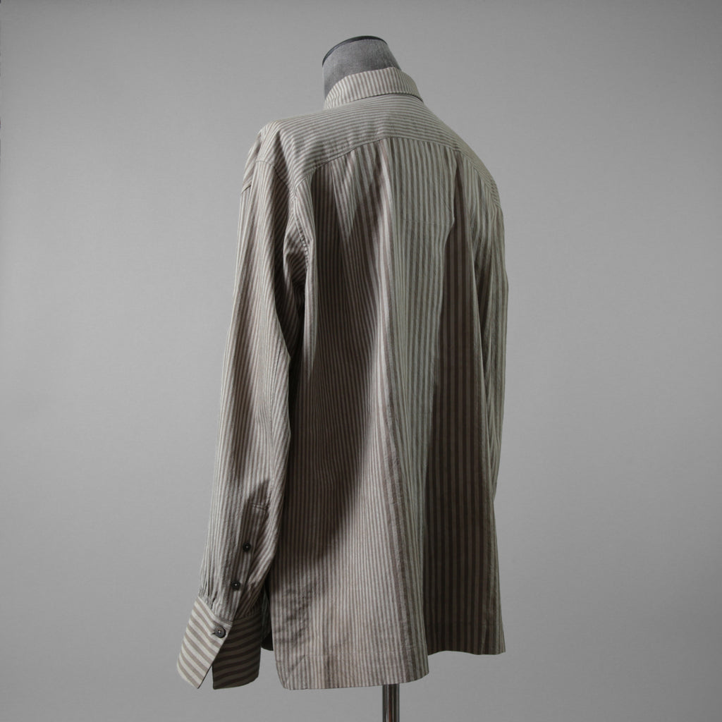 ZIGGY CHEN ジギーチェン / 24AW 美品 Pleated Stripe Shirt / 長袖シャツ/ 0M2430717 / size 44 (GRAY）