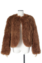 希少 極美品 CELINE セリーヌ / 2020年 秋冬 / 定価94.6万 / エディ 期 / カシミヤ ムートン ボレロ / size 34 (BROWN) ジャケット
