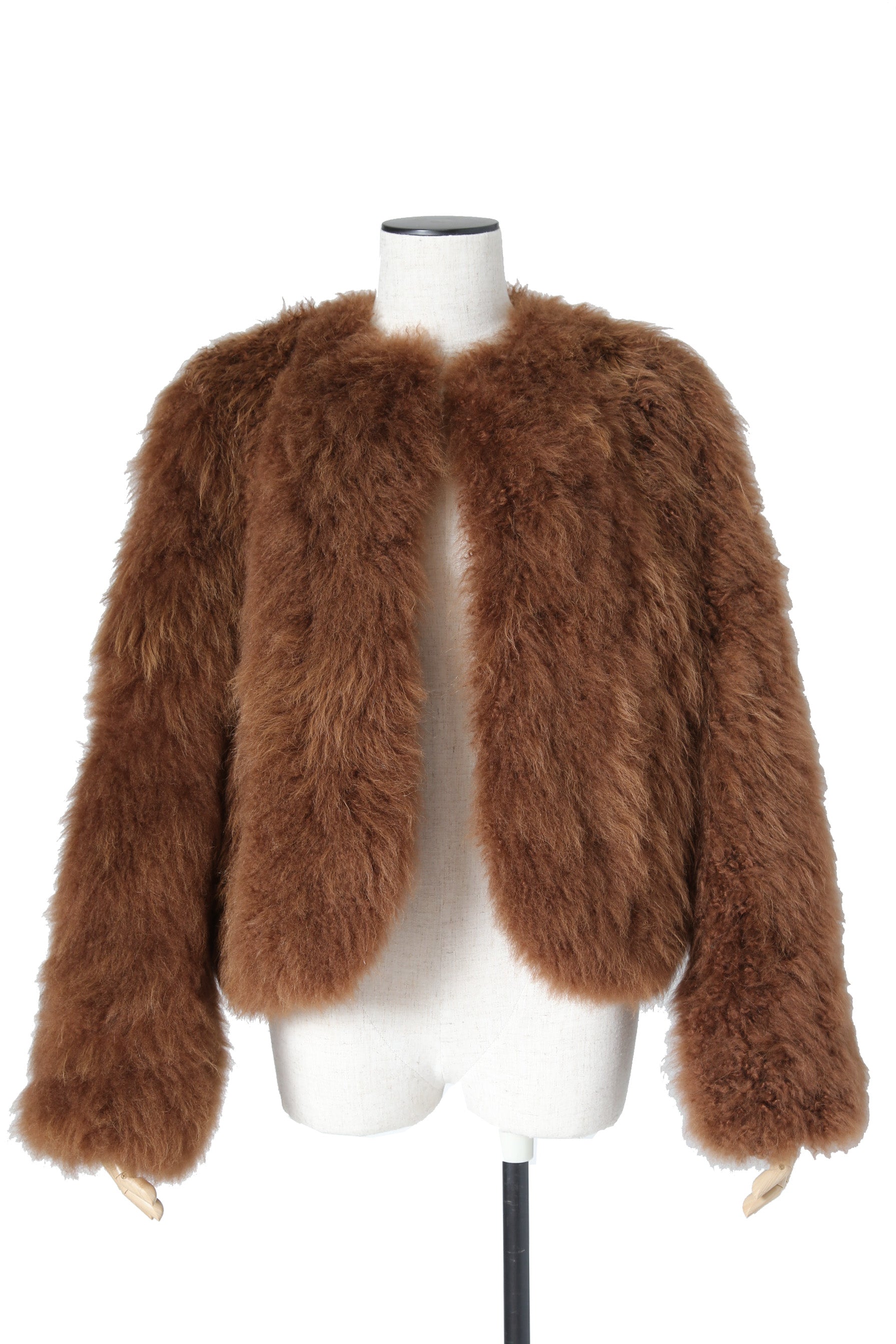 希少 極美品 CELINE セリーヌ / 2020年 秋冬 / 定価94.6万 / エディ 期 / カシミヤ ムートン ボレロ / size 34 (BROWN) ジャケット