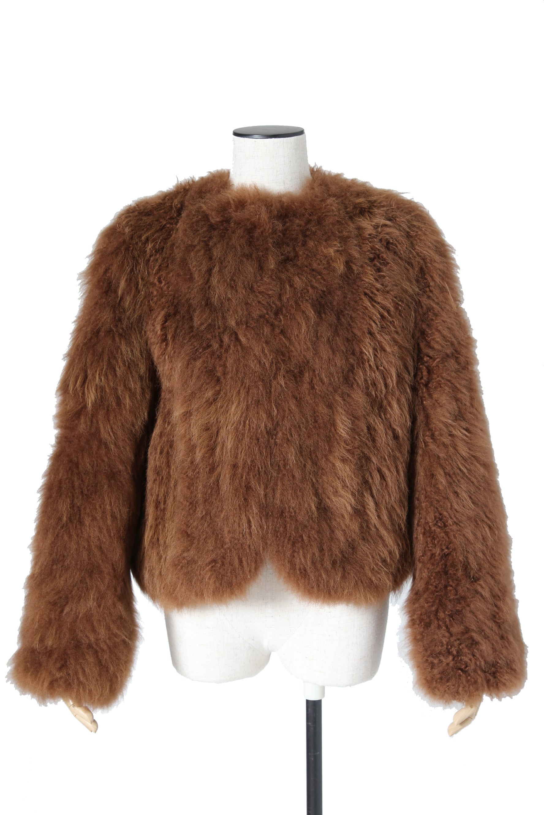 希少 極美品 CELINE セリーヌ / 2020年 秋冬 / 定価94.6万 / エディ 期 / カシミヤ ムートン ボレロ / size 34 (BROWN) ジャケット