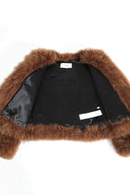 希少 極美品 CELINE セリーヌ / 2020年 秋冬 / 定価94.6万 / エディ 期 / カシミヤ ムートン ボレロ / size 34 (BROWN) ジャケット