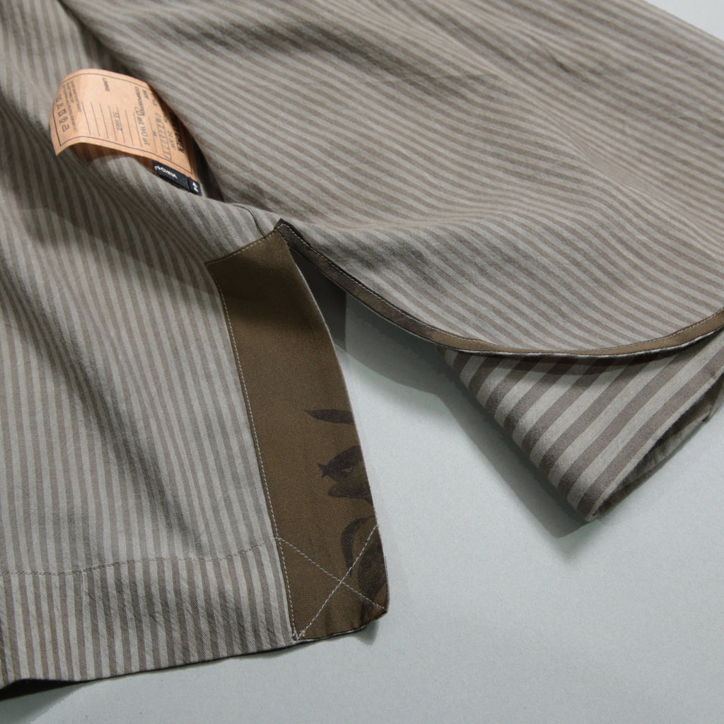 ZIGGY CHEN ジギーチェン / 24AW 美品 Pleated Stripe Shirt / 長袖シャツ/ 0M2430717 / size 44 (GRAY）