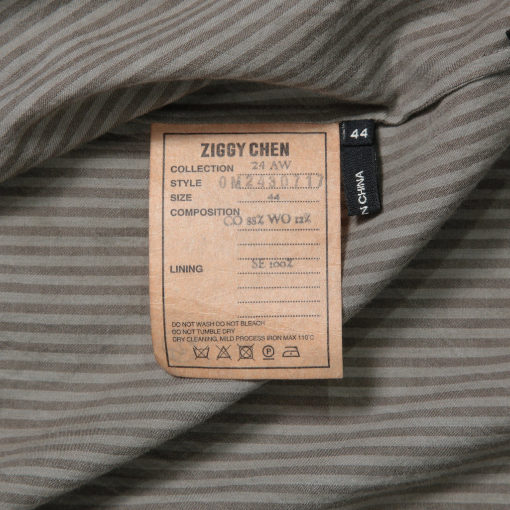 ZIGGY CHEN ジギーチェン / 24AW 美品 Pleated Stripe Shirt / 長袖シャツ/ 0M2430717 / size 44 (GRAY）