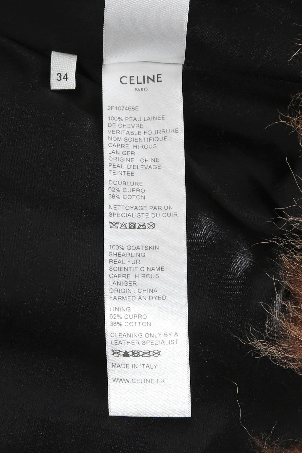 希少 極美品 CELINE セリーヌ / 2020年 秋冬 / 定価94.6万 / エディ 期 / カシミヤ ムートン ボレロ / size 34 (BROWN) ジャケット