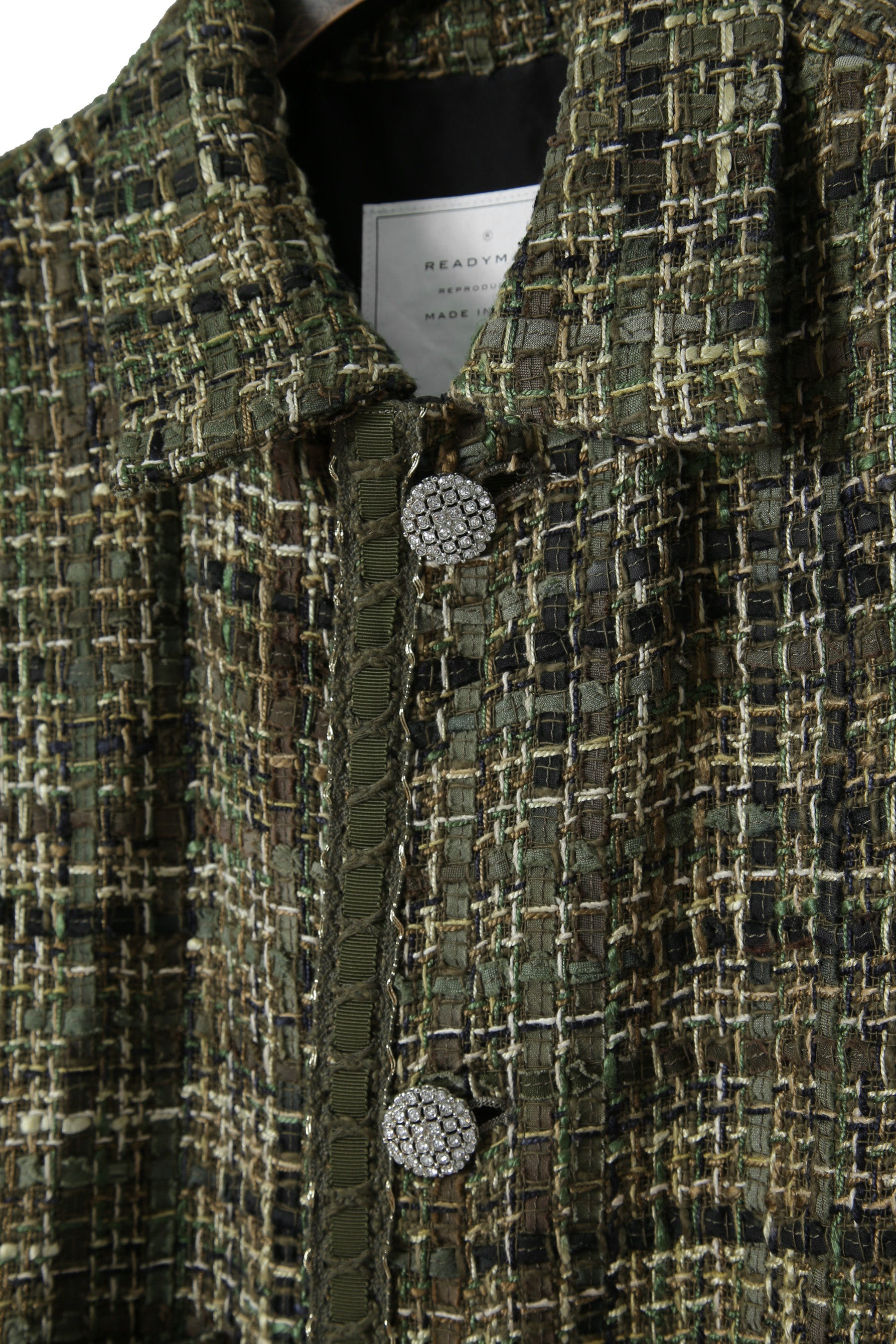 新品 READYMADE レディメイド / 21AW Tweed Shirt Jacket / RE-MX-KH-00-00-189 / size 2 (KHAKAI) シャネル ツイード ジャケット