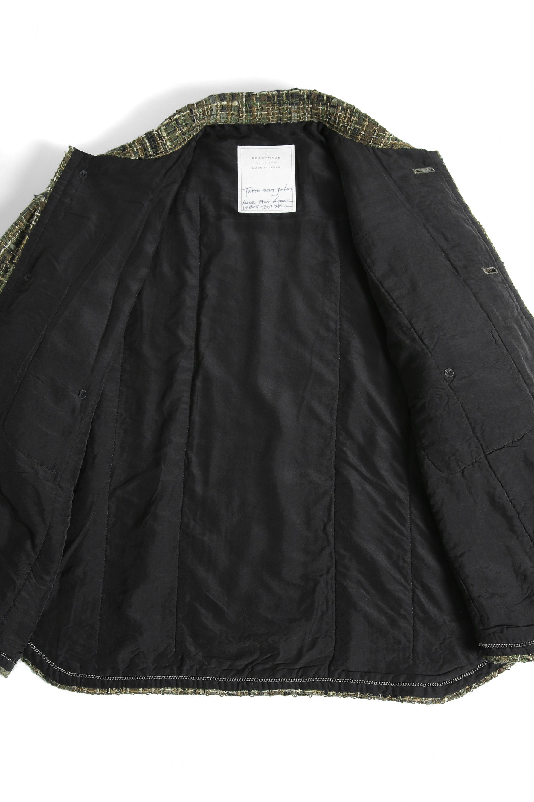新品 READYMADE レディメイド / 21AW Tweed Shirt Jacket / RE-MX-KH-00-00-189 / size 2 (KHAKAI) シャネル ツイード ジャケット