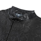 美品 ランバン LANVIN COLLECTION / 希少 パイソン型押し ラムレザー ジャケット カーコート スタンドカラー / size 48 黒