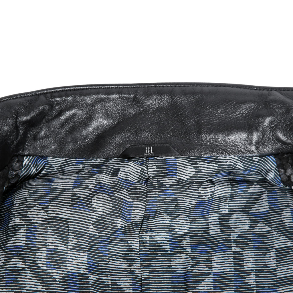 美品 ランバン LANVIN COLLECTION / 希少 パイソン型押し ラムレザー ジャケット カーコート スタンドカラー / size 48 黒