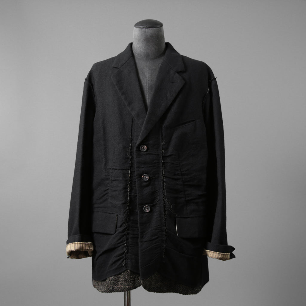 ZIGGY CHEN ジギーチェン / 24AW 美品 Raw-Edge Shoulders Three Button Jacket / ジャケット / 0M2430906 / size 46 (BLACK)