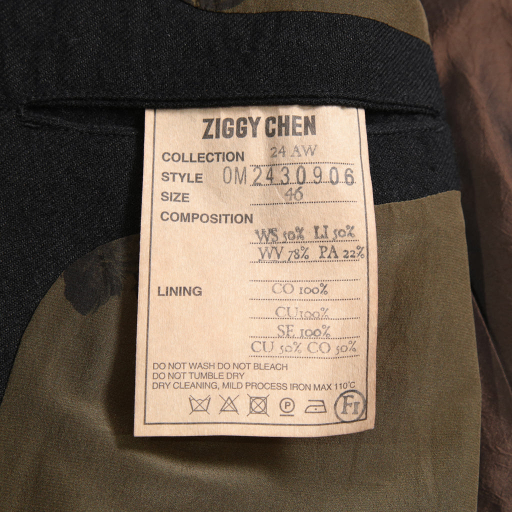 ZIGGY CHEN ジギーチェン / 24AW 美品 Raw-Edge Shoulders Three Button Jacket / ジャケット / 0M2430906 / size 46 (BLACK)