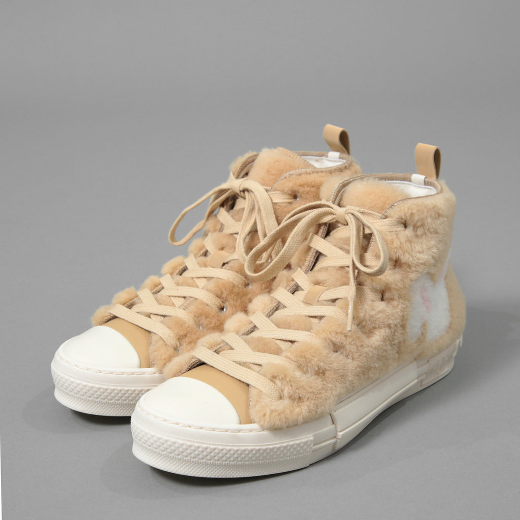 DIOR ディオール × ERL / 23SS ラビットモチーフ シアリング ボア ハイトップ スニーカー B23 / size 38 (BEIGE) シューズ