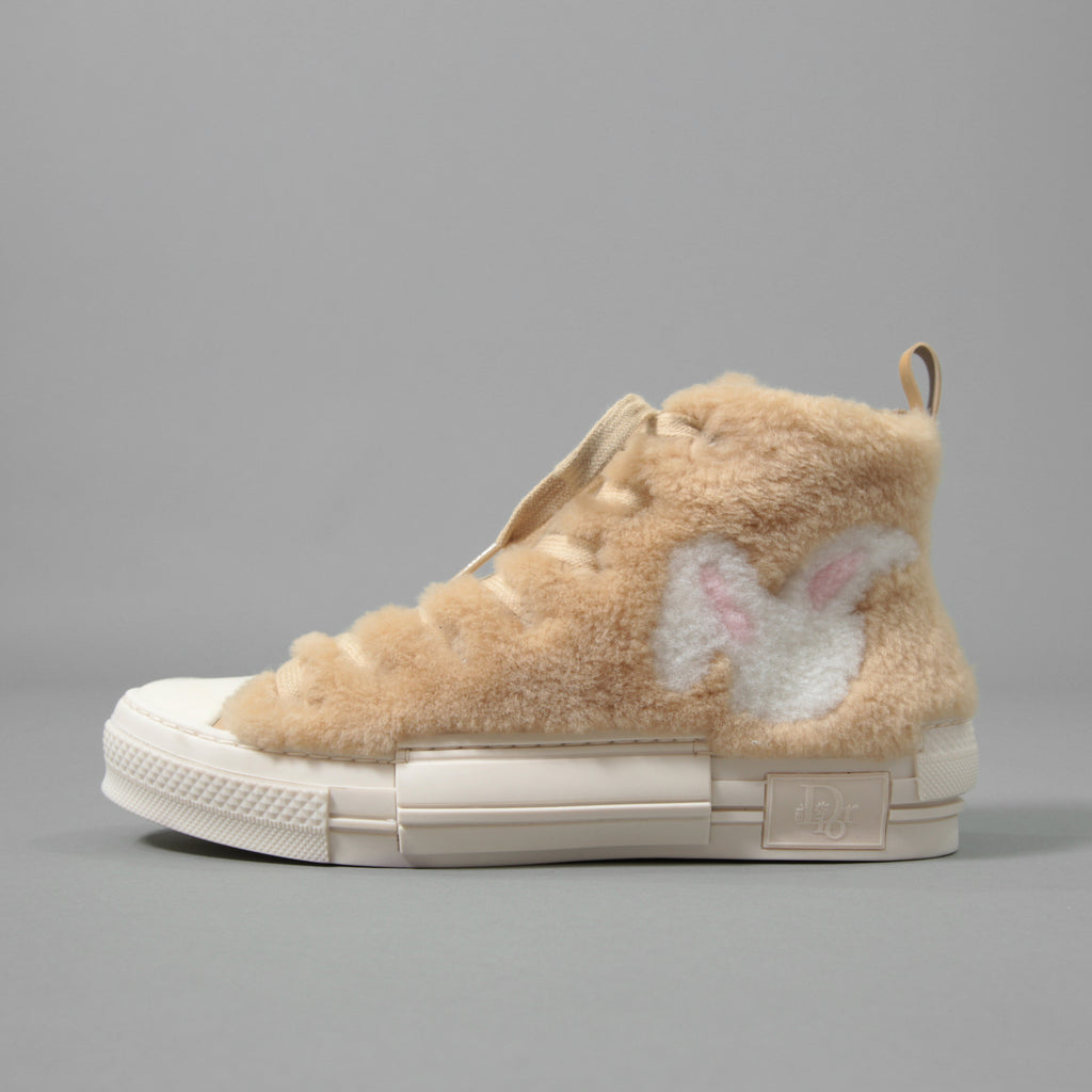 DIOR ディオール × ERL / 23SS ラビットモチーフ シアリング ボア ハイトップ スニーカー B23 / size 38 (BEIGE) シューズ
