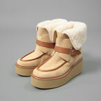 新品 HERMES エルメス / Stiefeletten Hemisphere エミスフェール アンクルブーツ /  ムートン ボア / size 37.5 (24cm) BEIGE