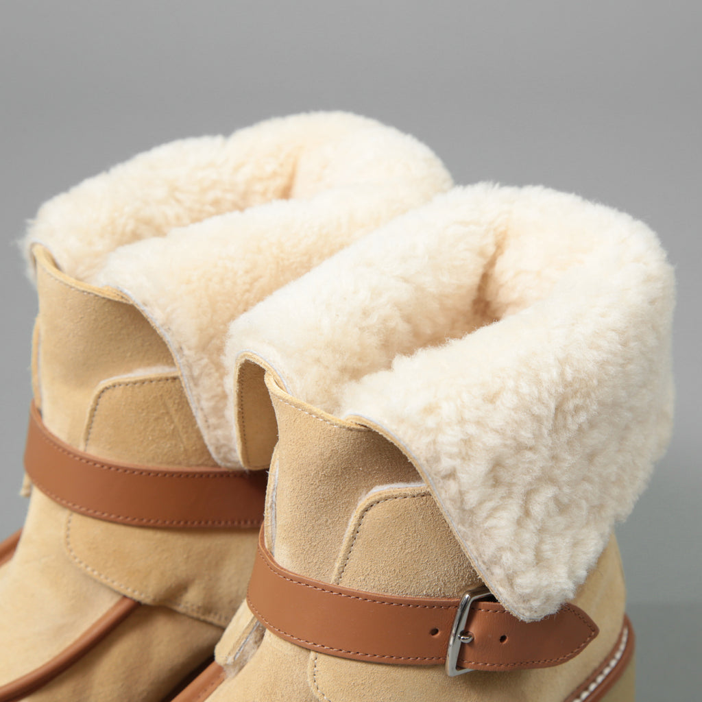 新品 HERMES エルメス / Stiefeletten Hemisphere エミスフェール アンクルブーツ /  ムートン ボア / size 37.5 (24cm) BEIGE