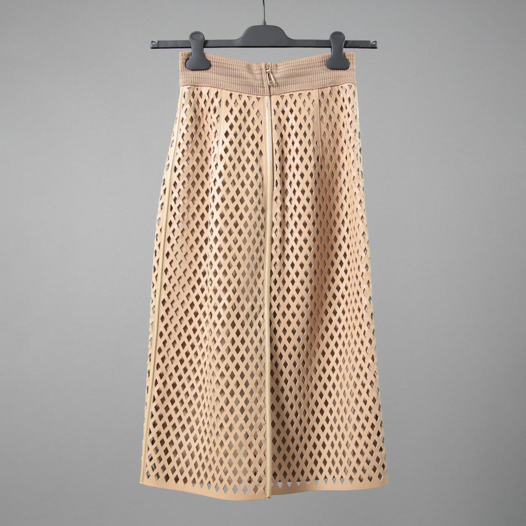 FENDI フェンディ / 19SS ラムレザー パンチング加工 ペンシル スカート / FPD887 A8GP / size 38 (BEIGE)