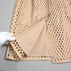 FENDI フェンディ / 19SS ラムレザー パンチング加工 ペンシル スカート / FPD887 A8GP / size 38 (BEIGE)