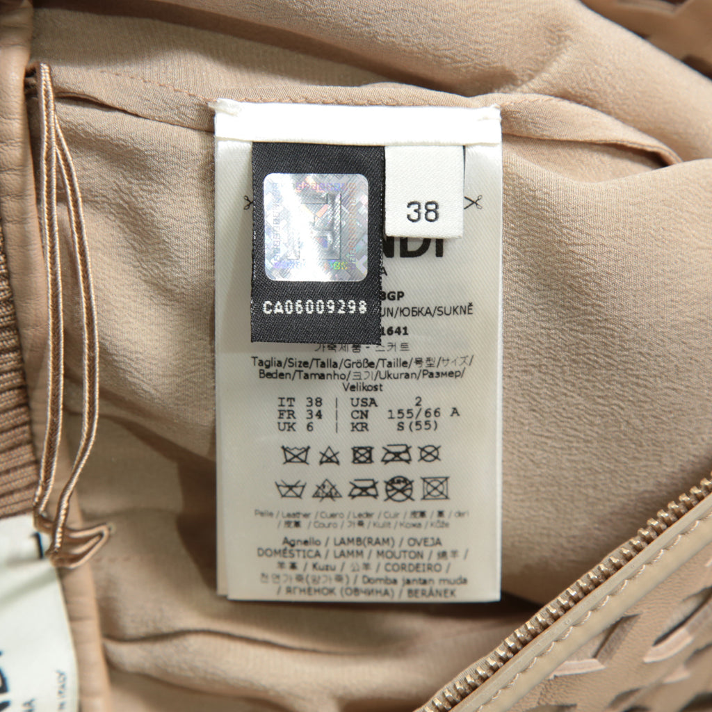 FENDI フェンディ / 19SS ラムレザー パンチング加工 ペンシル スカート / FPD887 A8GP / size 38 (BEIGE)