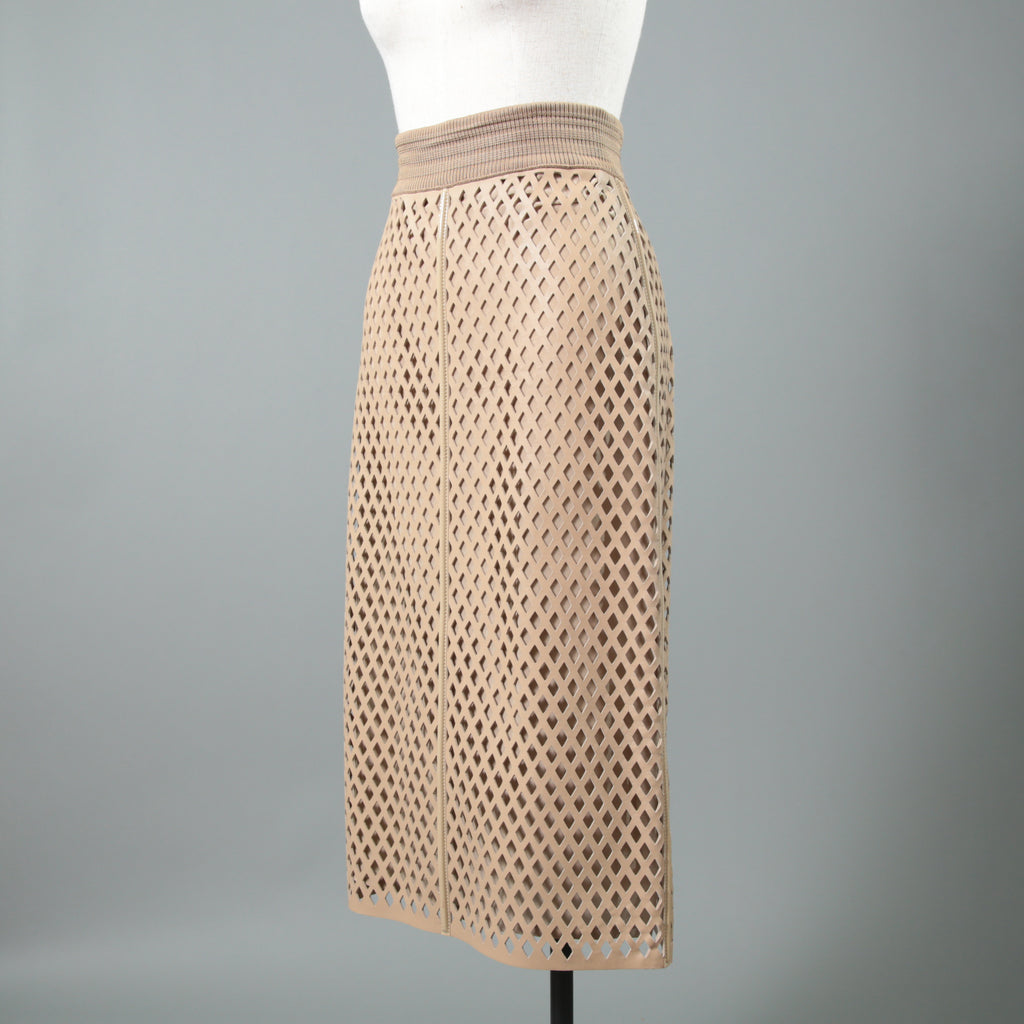 FENDI フェンディ / 19SS ラムレザー パンチング加工 ペンシル スカート / FPD887 A8GP / size 38 (BEIGE)