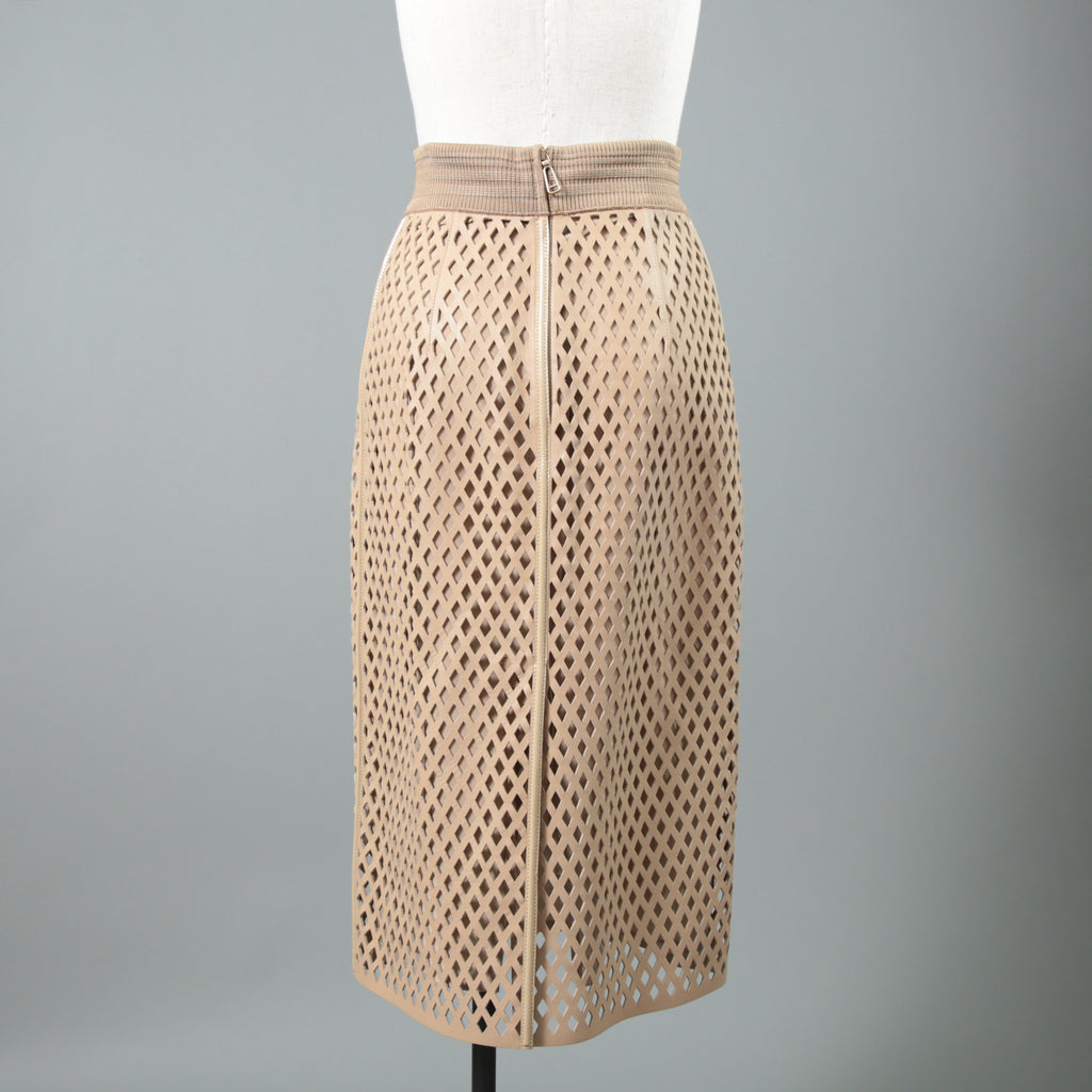 FENDI フェンディ / 19SS ラムレザー パンチング加工 ペンシル スカート / FPD887 A8GP / size 38 (BEIGE)