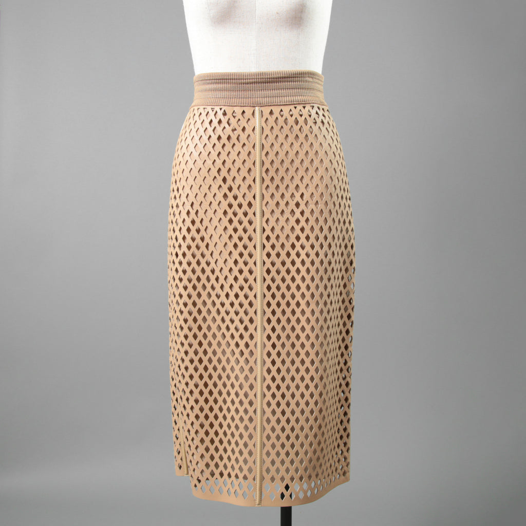 FENDI フェンディ / 19SS ラムレザー パンチング加工 ペンシル スカート / FPD887 A8GP / size 38 (BEIGE)