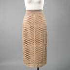 FENDI フェンディ / 19SS ラムレザー パンチング加工 ペンシル スカート / FPD887 A8GP / size 38 (BEIGE)